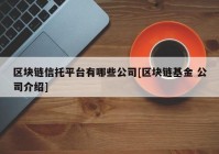 区块链信托平台有哪些公司[区块链基金 公司介绍]